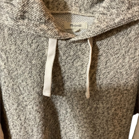 Madewell Quilted Sleeve Hoodie Sweatshirt Top in ivory and gray. Size‎ Large - Picture 10 of 16